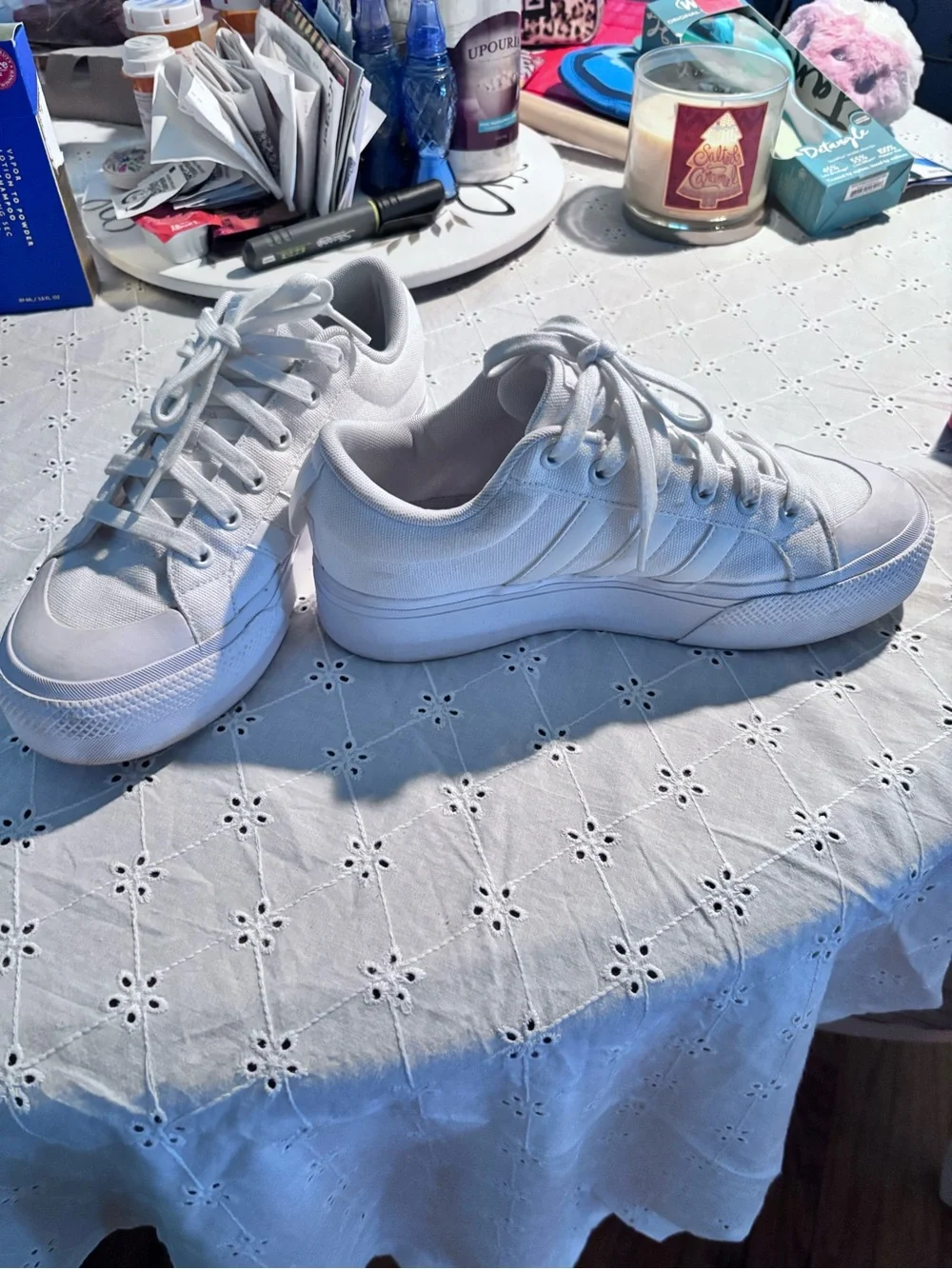 adidas White Low-Top Canvas Sneakers